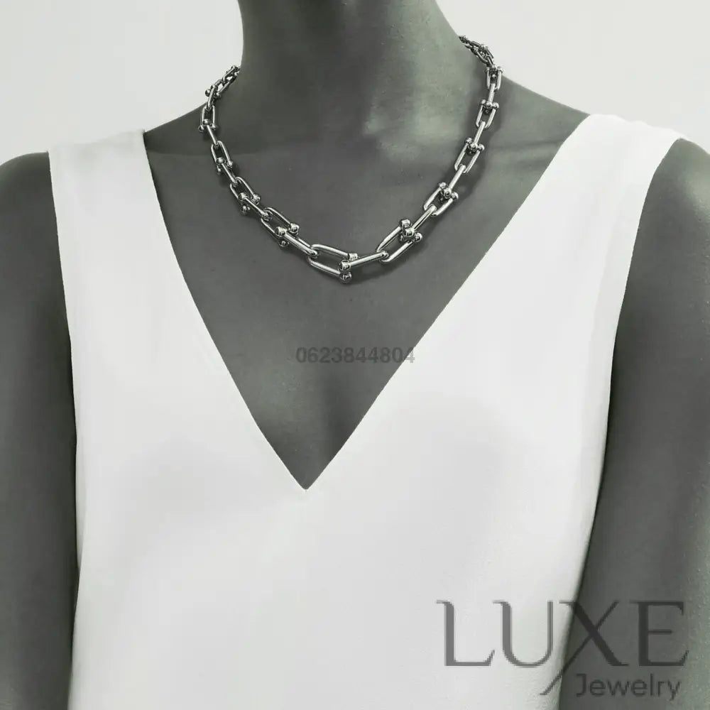 COLLIER TIFFANY & CO GRADUATED LINK NECKLACE WHITE GOLD bague