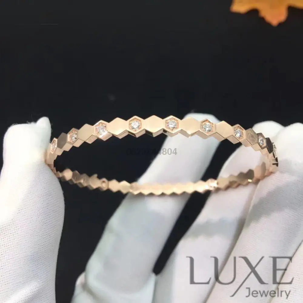 OWATCH™️BEE LOVE PINK GOLD DIAMOND BRACELET Pink Gold Bracelets