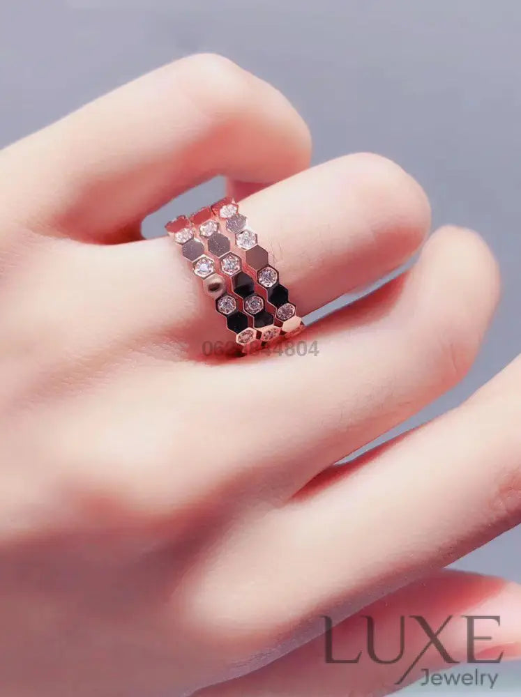 [Owatch™]BEE LOVE RING PINK GOLD DIAMOND Rings