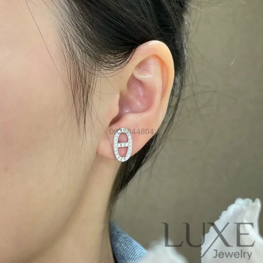 [Owatch™ Boucles ]CLOVER MOP 3 MOTIFS GOLD EARRINGS]HM FULL DIAMOND PIG NOSE STUD EARRINGS Earrings