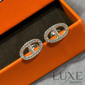 [Owatch™ Boucles ]CLOVER MOP 3 MOTIFS GOLD EARRINGS]HM FULL DIAMOND PIG NOSE STUD EARRINGS Pink Gold Earrings