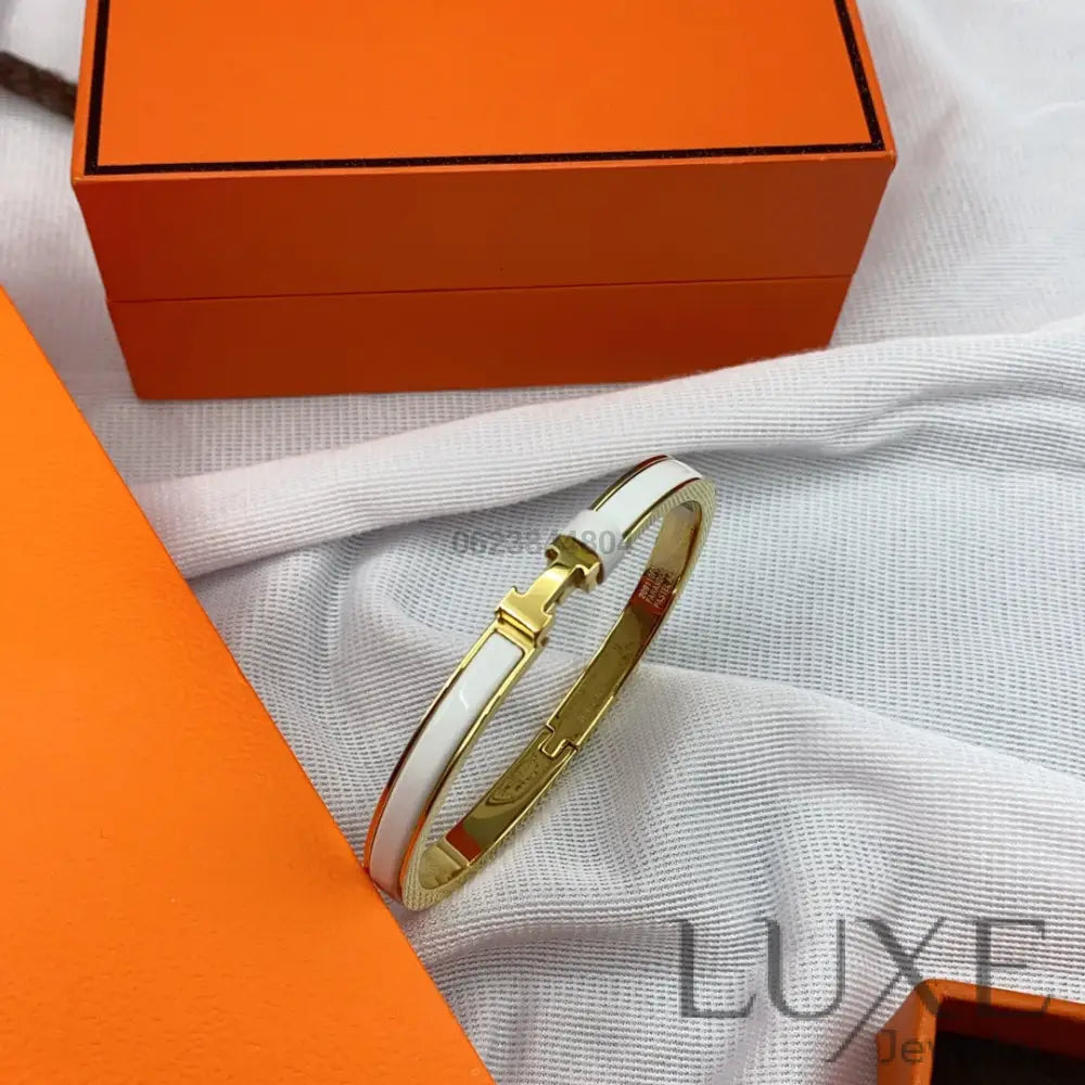 OWATCH™️CLASSIC HM CLIC WHITE 8MM ENAMEL BRACELET Gold Bracelets