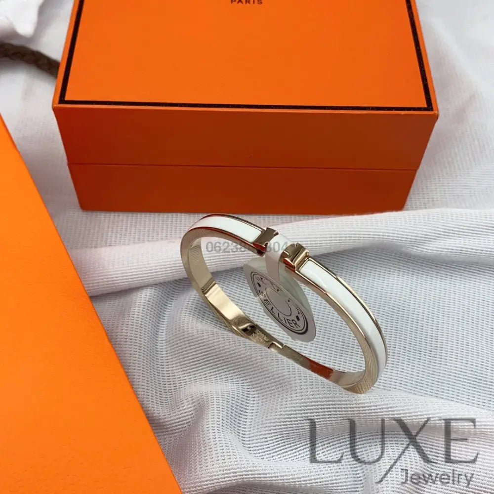 OWATCH™️CLASSIC HM CLIC WHITE 8MM ENAMEL BRACELET Pink Gold Bracelets