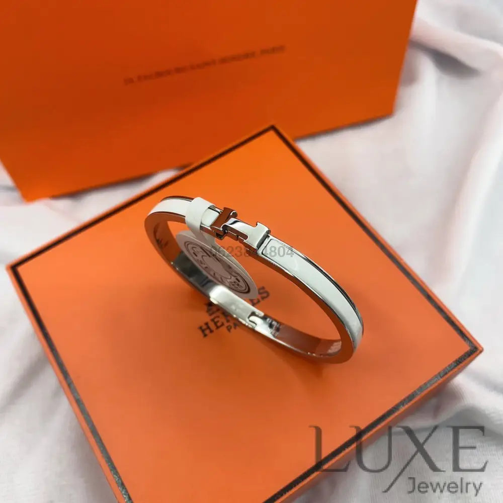 OWATCH™️CLASSIC HM CLIC WHITE 8MM ENAMEL BRACELET Silver Bracelets