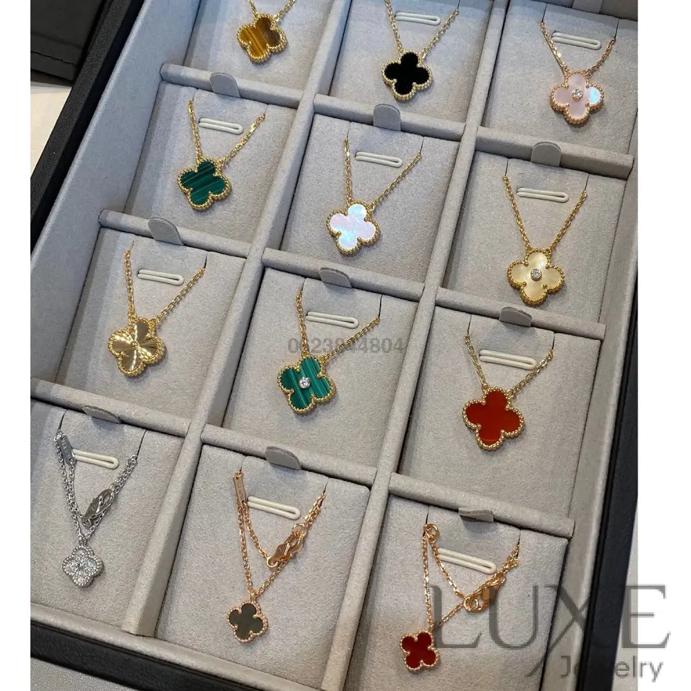 [Owatch™️]CLOVER 15MM BLUE CHALCEDONY NECKLACE SILVER Silver Necklaces