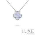 [Owatch™️]CLOVER 15MM BLUE CHALCEDONY NECKLACE SILVER Silver Necklaces