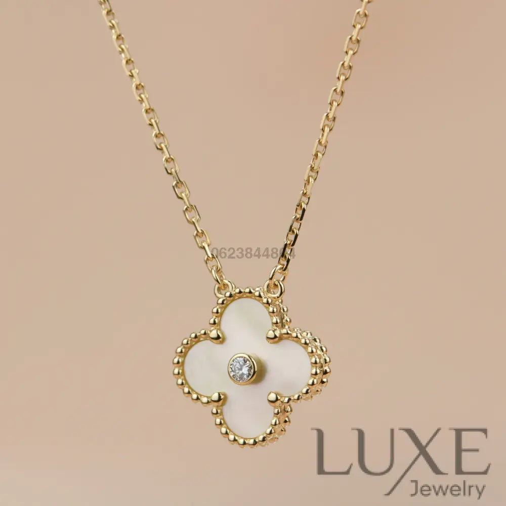 [Owatch ™️]CLOVER 15MM DIAMOND GOLD MOTHER OF PEARL NECKLACE Gold Necklaces