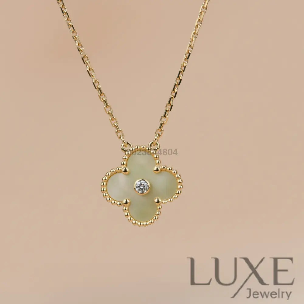 [Owatch ™️]CLOVER 15MM DIAMOND GOLD MOTHER OF PEARL NECKLACE Gold Necklaces