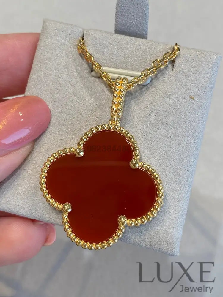 [Owatch ™️]CLOVER 25MM NECKLACE GOLD CARNELIAN Gold Necklaces