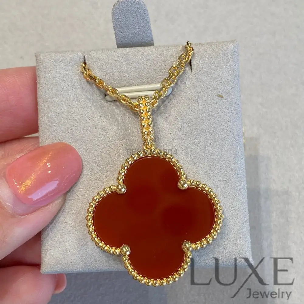 [Owatch ™️]CLOVER 25MM NECKLACE GOLD CARNELIAN Gold Necklaces