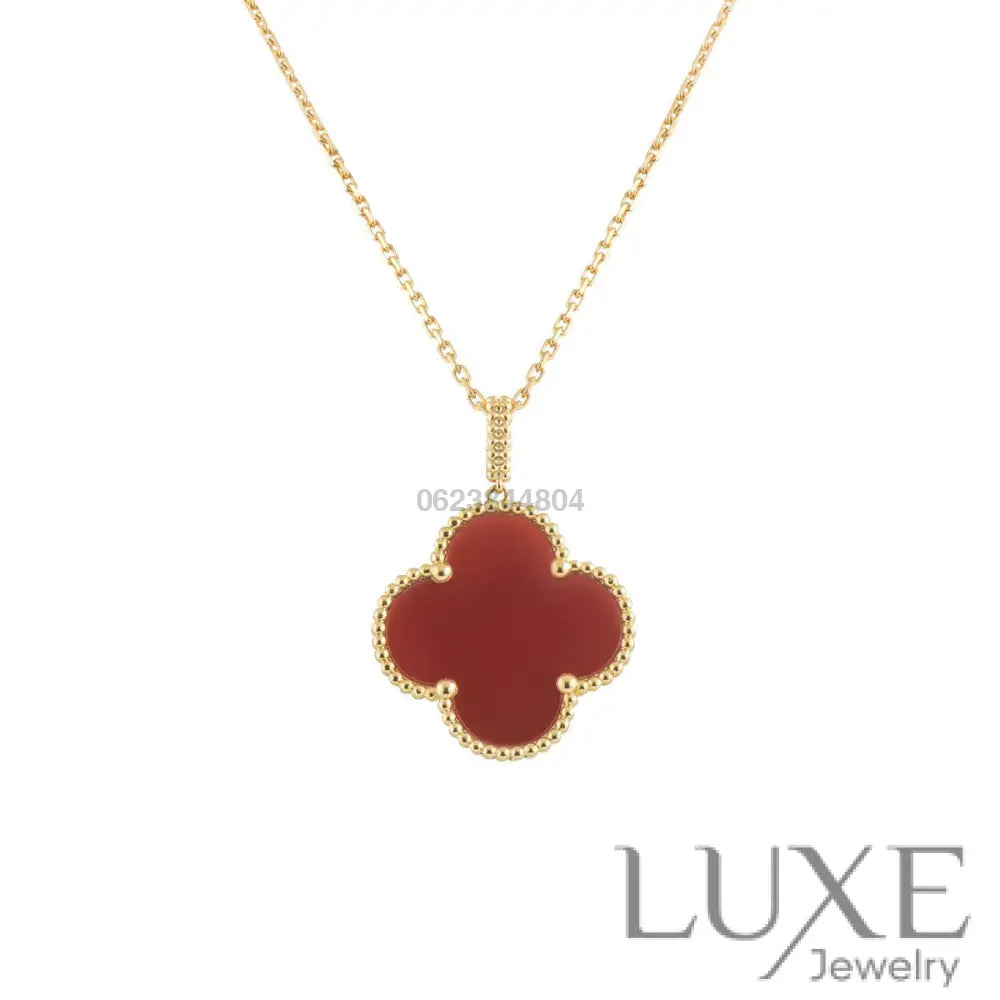 [Owatch ™️]CLOVER 25MM NECKLACE GOLD CARNELIAN Gold Necklaces