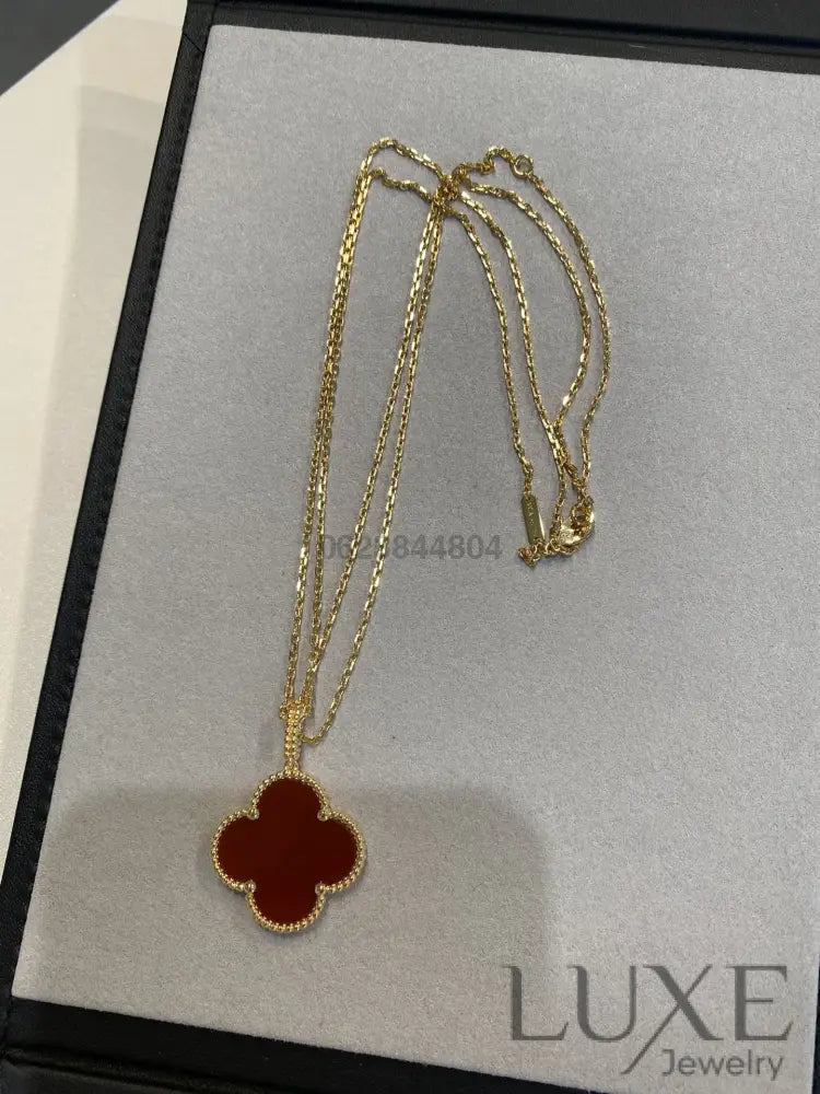 [Owatch ™️]CLOVER 25MM NECKLACE GOLD CARNELIAN Gold Necklaces
