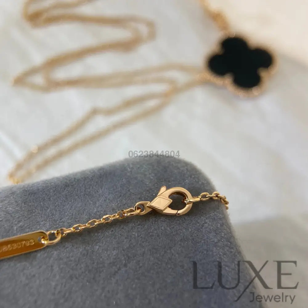 [Owatch ™️]CLOVER 25MM NECKLACE GOLD ONYX Gold Necklaces