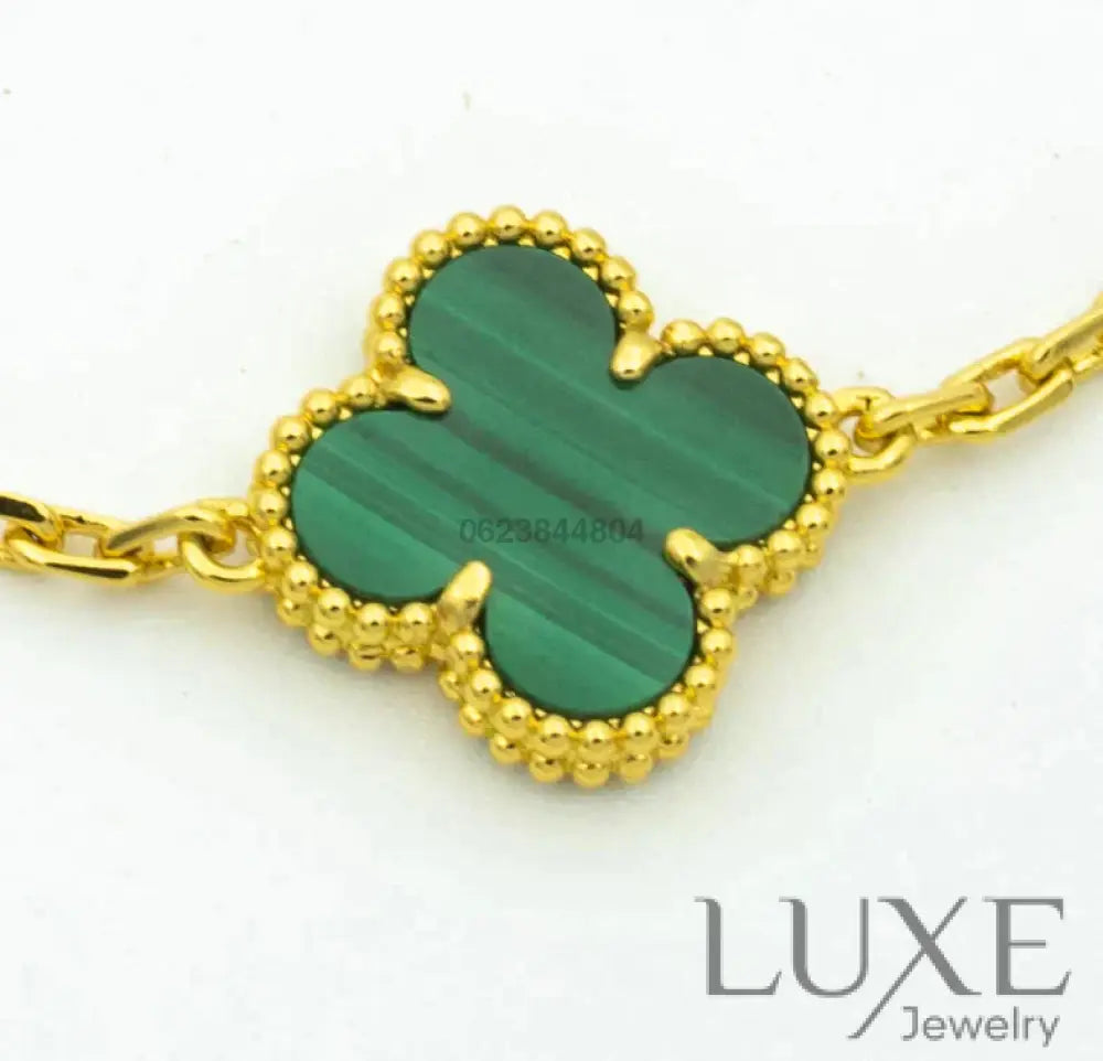 OWATCH™️CLOVER 5 MOTIF MALACHITE DIAMOND BRACELET Bracelets