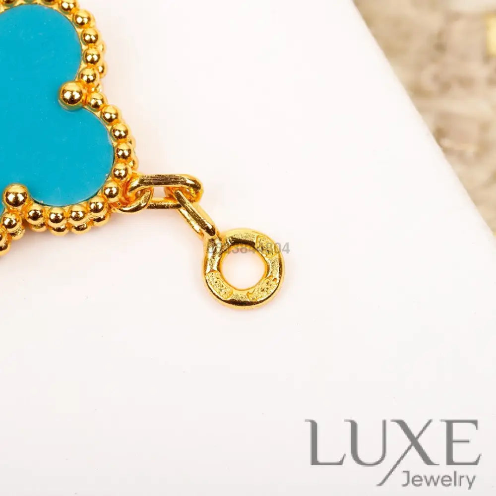 OWATCH™️CLOVER 5 MOTIF TURQUOISE DIAMOND GOLD BRACELET Bracelets