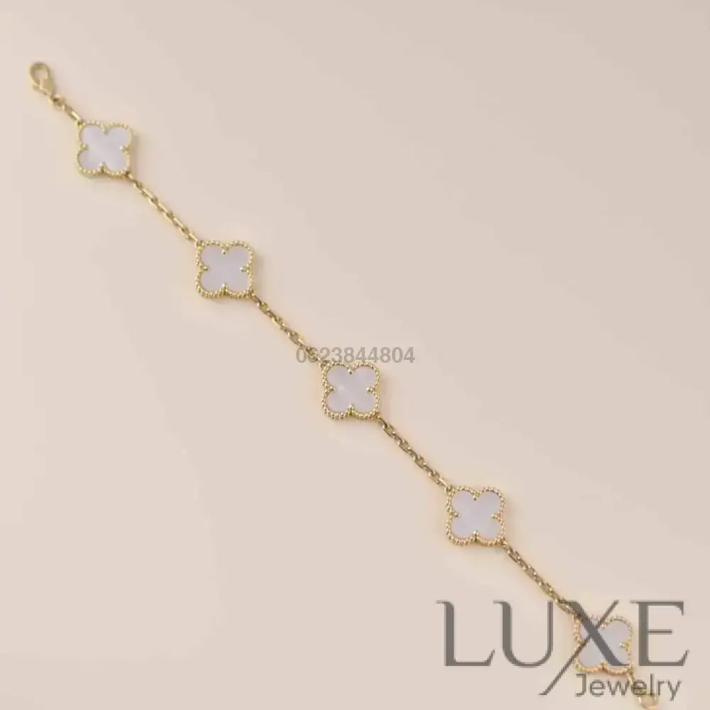 OWATCH™️CLOVER 5 MOTIF WHITE MOP BRACELET Bracelets