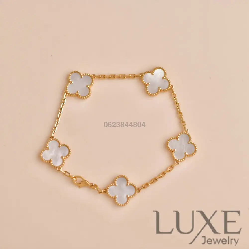 OWATCH™️CLOVER 5 MOTIF WHITE MOP BRACELET Bracelets