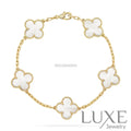 OWATCH™️CLOVER 5 MOTIF WHITE MOP BRACELET Gold Bracelets