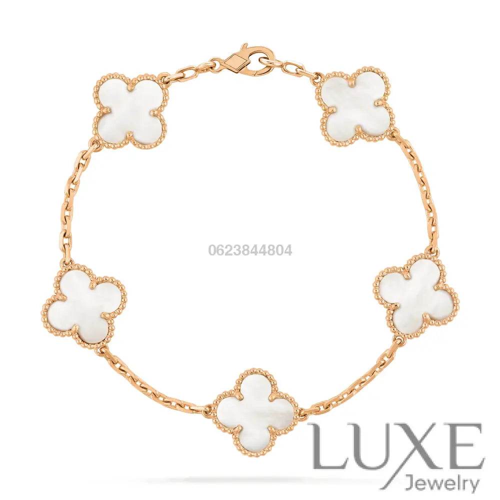 OWATCH™️CLOVER 5 MOTIF WHITE MOP BRACELET Rose Gold Bracelets