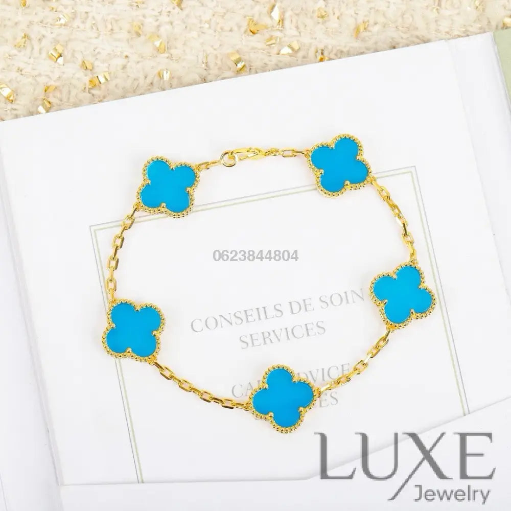 OWATCH™️CLOVER 5 MOTIFS TURQUOISE BRACELET Gold Bracelets