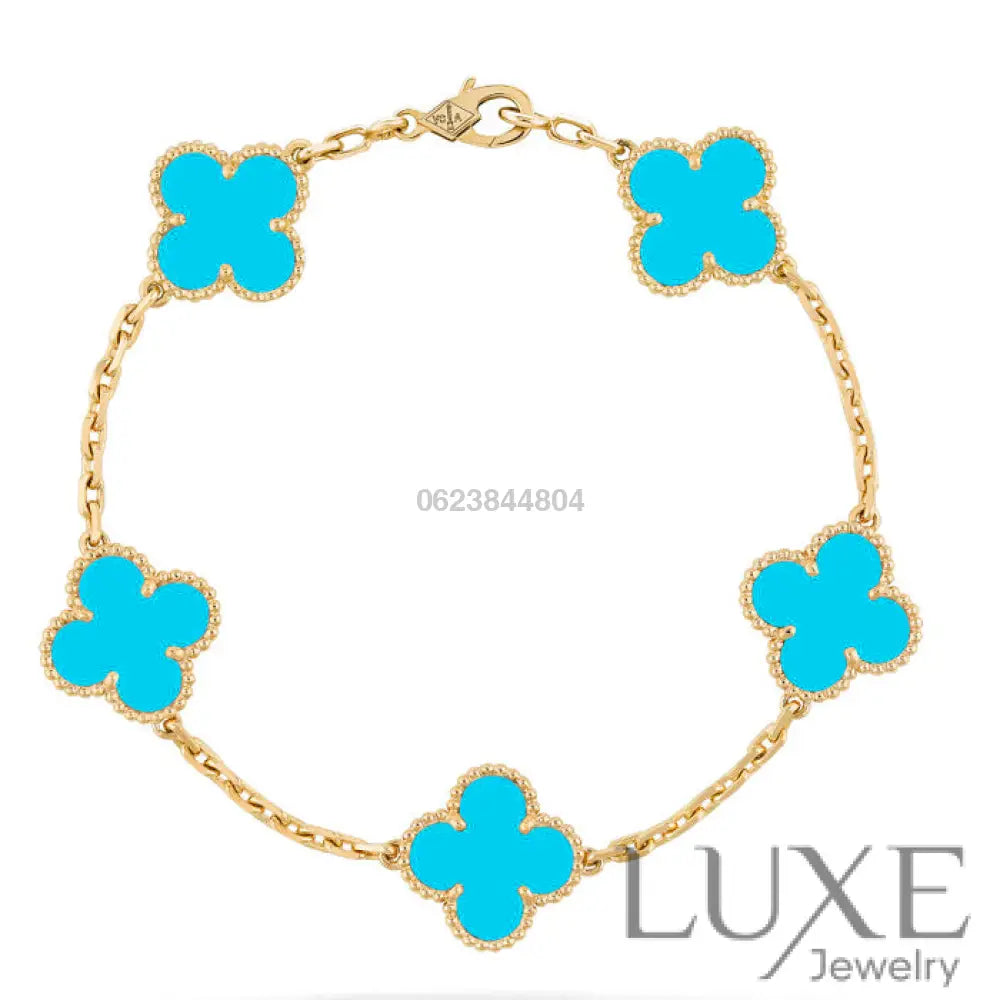 OWATCH™️CLOVER 5 MOTIFS TURQUOISE BRACELET Rose Gold Bracelets