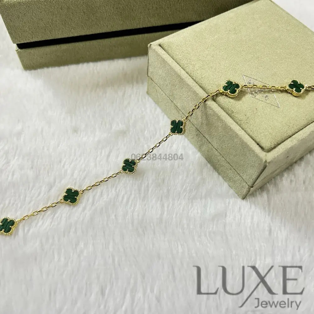 OWATCH™️CLOVER 6 MOTIF MALACHITE BRACELET Gold Bracelets