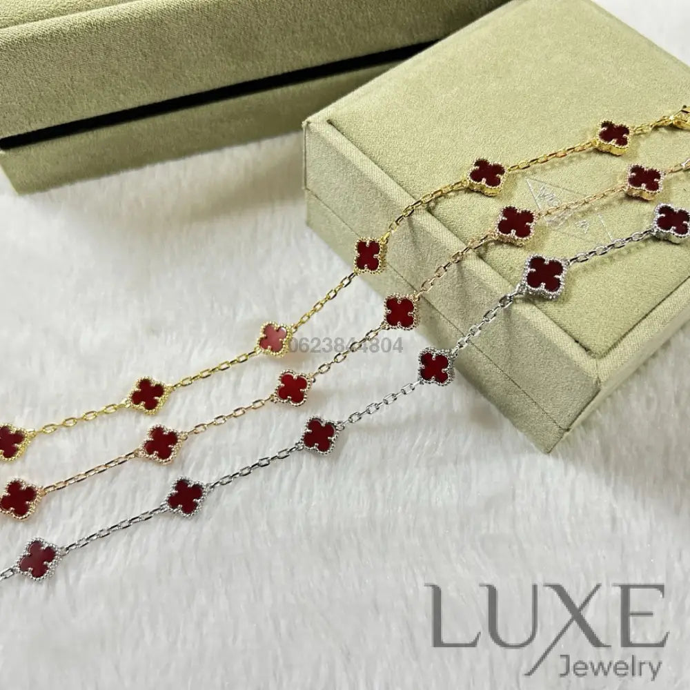 OWATCH™️CLOVER 6 MOTIF RED AGATE BRACELET Bracelets
