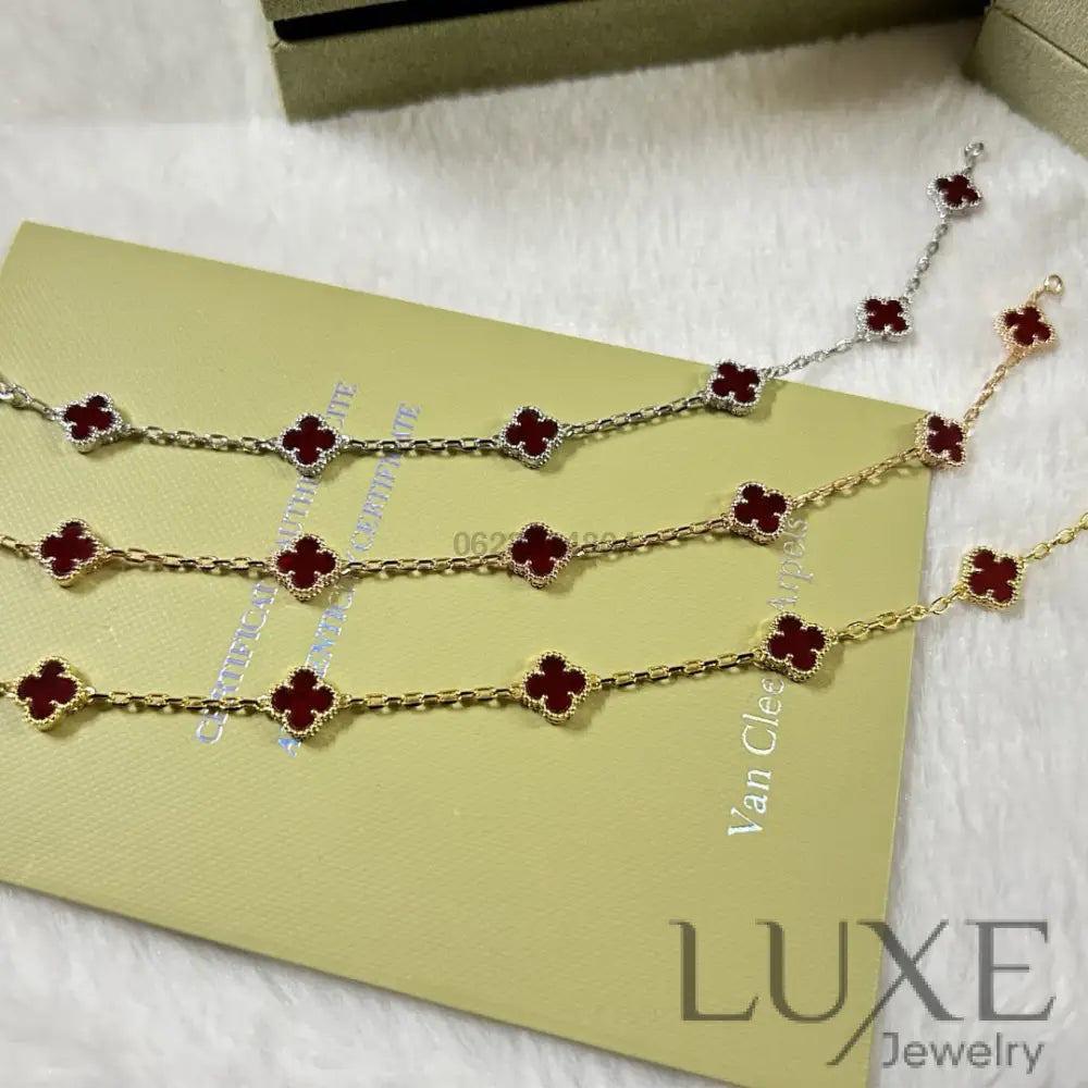 OWATCH™️CLOVER 6 MOTIF RED AGATE BRACELET Bracelets