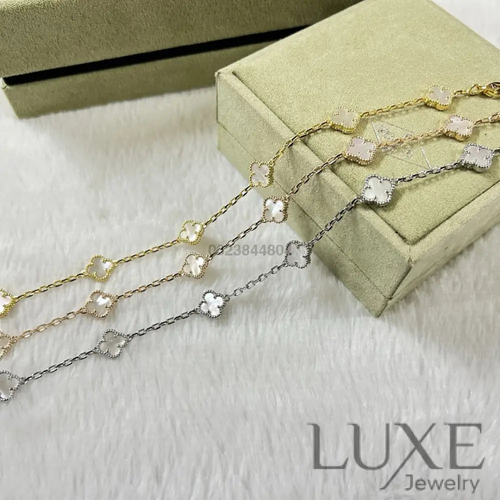 [OWATCH™️]CLOVER 6 MOTIF WHITE MOP BRACELET Bracelets
