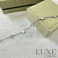 [OWATCH™️]CLOVER 6 MOTIF WHITE MOP BRACELET Silver Bracelets