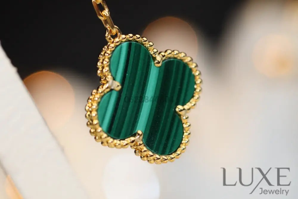 [Owatch™]CLOVER EARRINGS GOLD MALACHITE DIAMOND 3 MOTIF Earrings