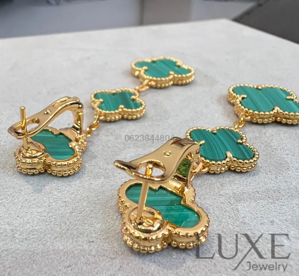 OWATCH™CLOVER MALACHITE 3 MOTIFS GOLD Gold Earrings