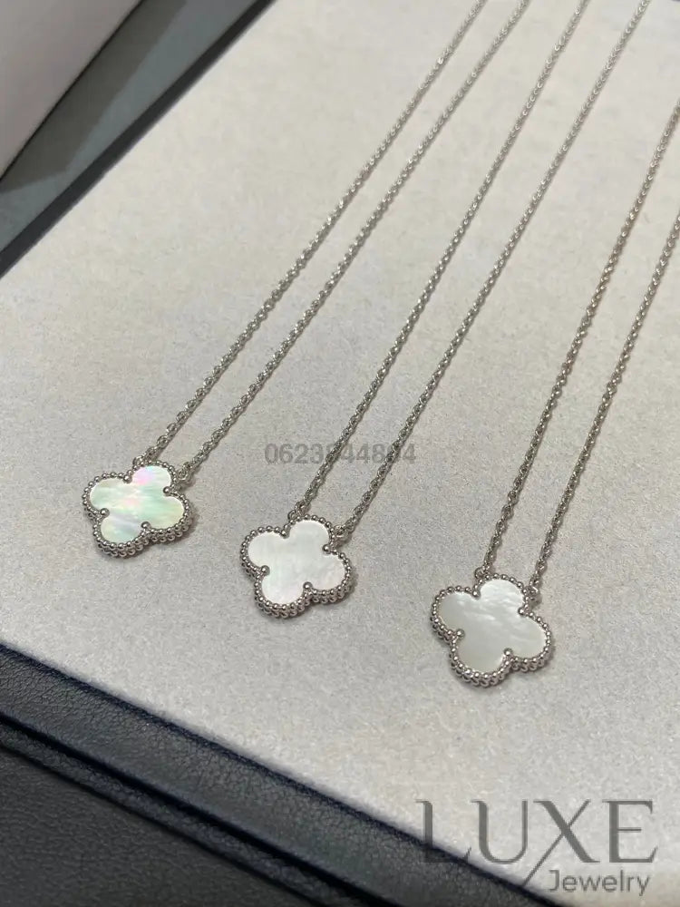 [Owatch ™️CLOVER MEDIUM SILVER WHITE MOP NECKLACE Necklaces