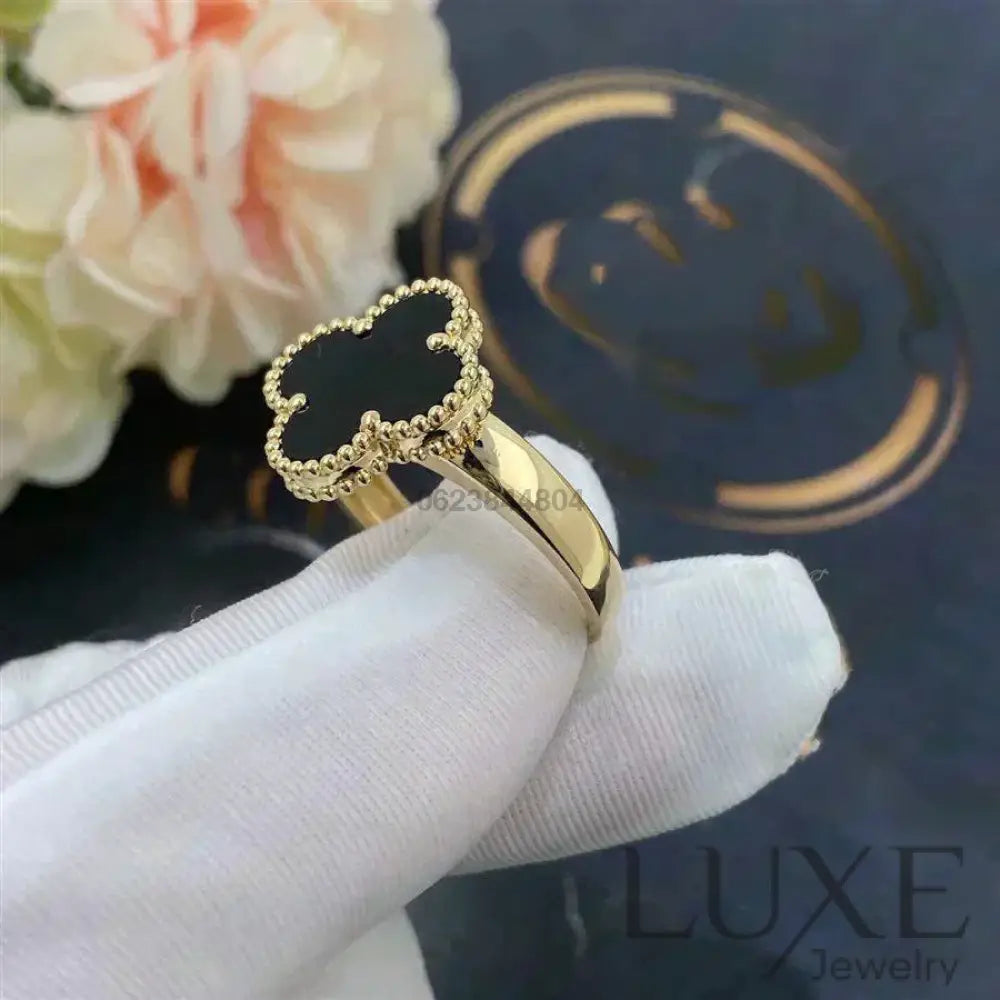 [Owatch™]CLOVER ONYX RING Gold / 6 Rings