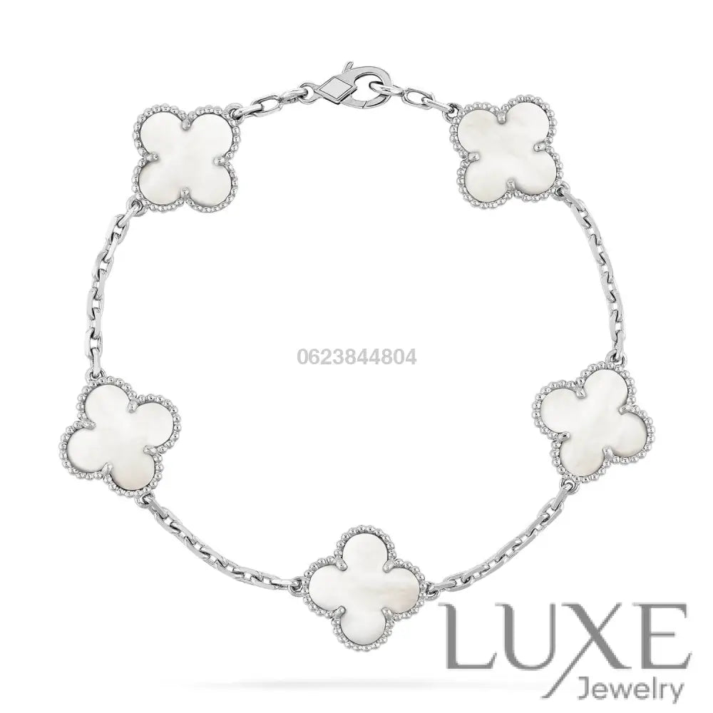 OWATCH™️ CLOVER SILVER MOP 5 MOTIF BRACELET Silver Bracelets