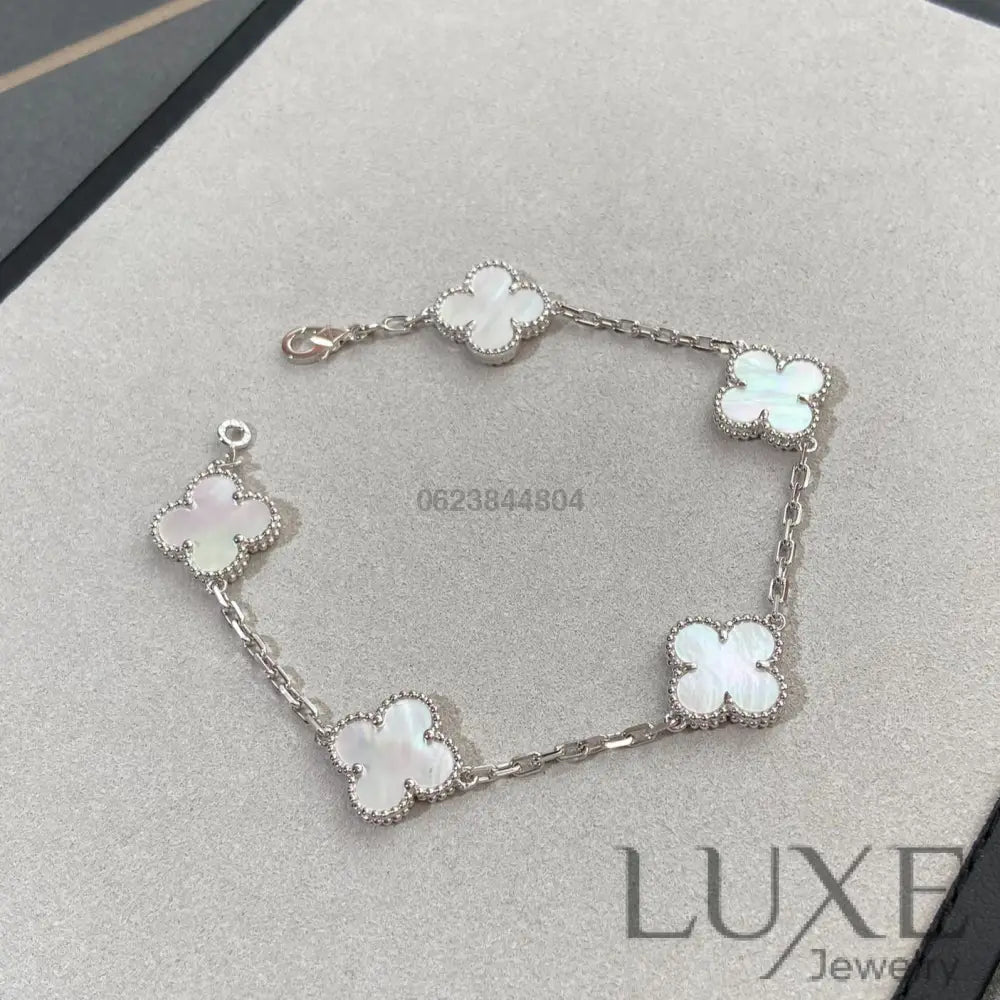 OWATCH™️ CLOVER SILVER MOP 5 MOTIF BRACELET Silver Bracelets