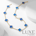 [Owatch ™️]CLOVERS THE 10-MOTIFS BLUE AGATE NECKLACE Gold Necklaces