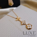 [Owatch™ Collier]COLOR BLOSSOM LARIAT NECKLACE PINK GOLD WHITE MOTHER PEARL AND DIAMOND Pink Gold Necklaces
