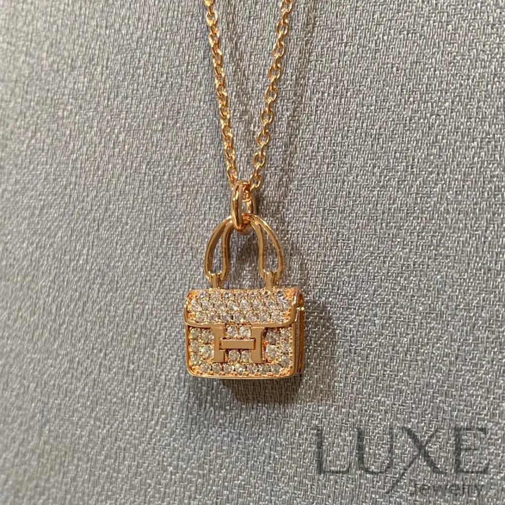 [Owatch™ Collier]CONSTANCE PEDANT DIAMOND NECKLACE Pink Gold Necklaces