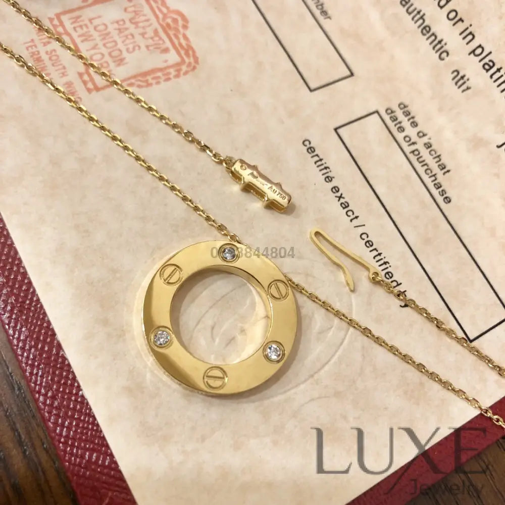 Owatch ™️ Collier LOVE NECKLACE 16MM 3 DIAMONDS Gold Necklaces