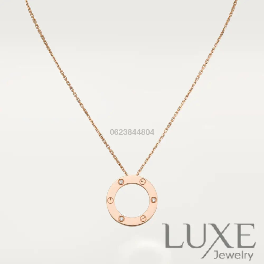 Owatch ™️ Collier LOVE NECKLACE 16MM 3 DIAMONDS Pink Gold Necklaces