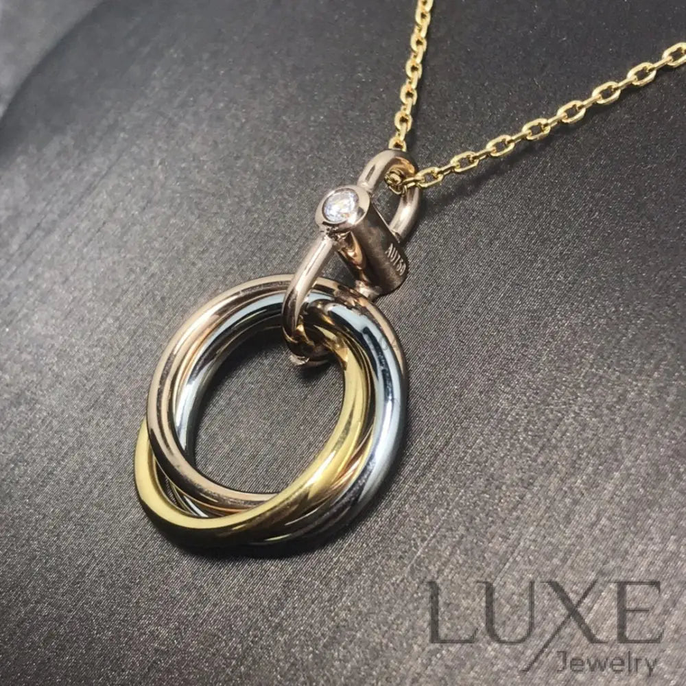 [Owatch™ Collier]TRINITY SILVER GOLD PINK GOLD NECKLACE Necklaces