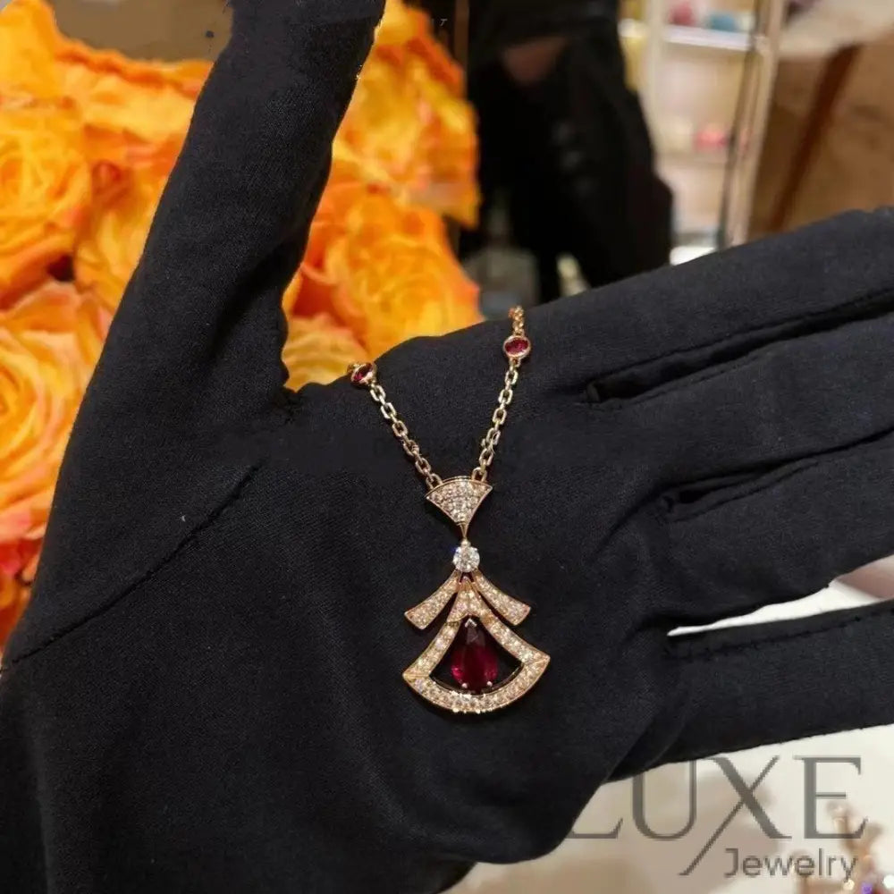 [Owatch ™️]DREAM NECKLACE CARNELIAN DIAMOND PINK GOLD Pink Gold Necklaces