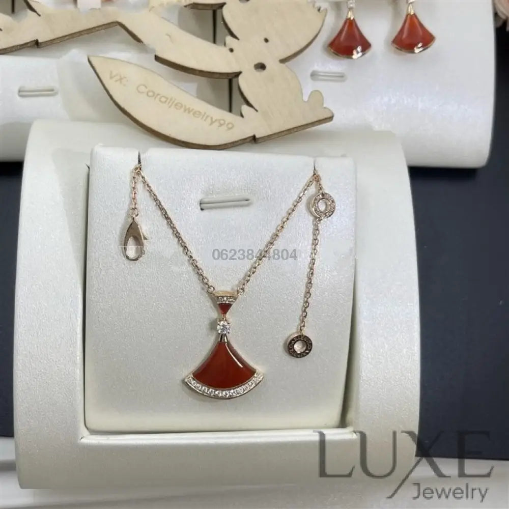 [Owatch ™️]DREAM NECKLACE CARNELIAN DIAMOND Pink Gold Necklaces