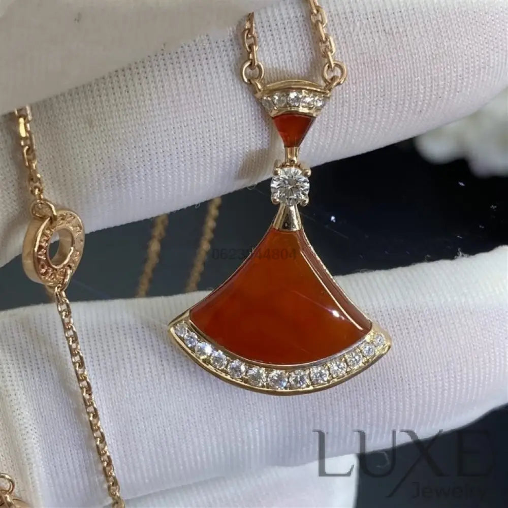 [Owatch ™️]DREAM NECKLACE CARNELIAN DIAMOND Pink Gold Necklaces