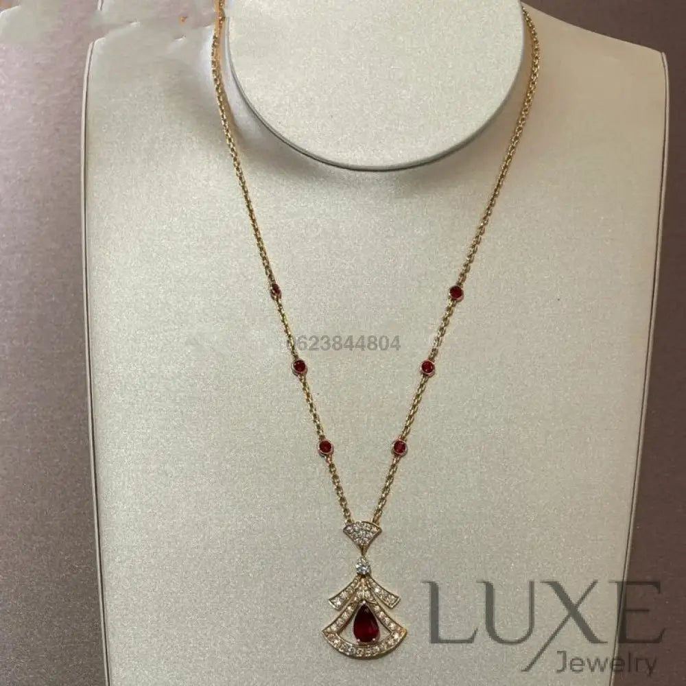 [Owatch ™️]DREAM NECKLACE CARNELIAN DIAMOND PINK GOLD Pink Gold Necklaces