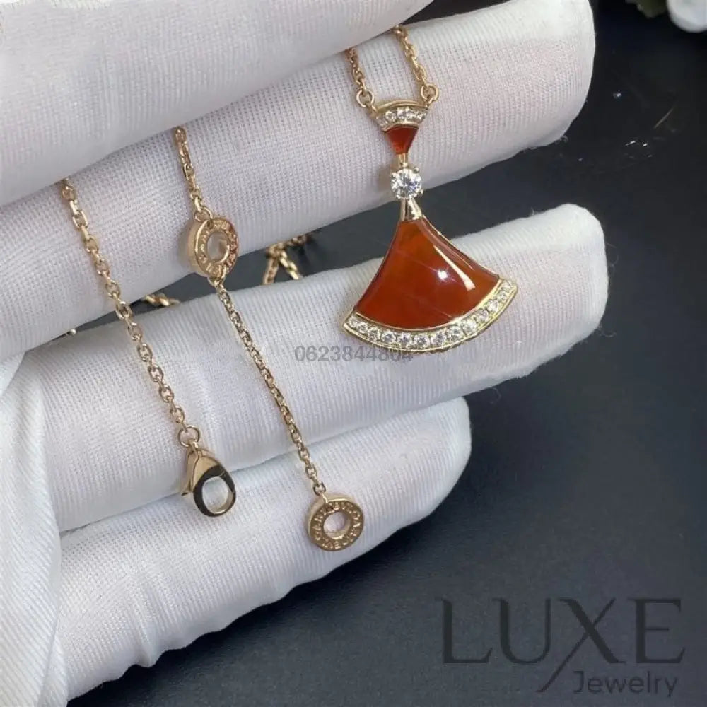 [Owatch ™️]DREAM NECKLACE CARNELIAN DIAMOND Pink Gold Necklaces