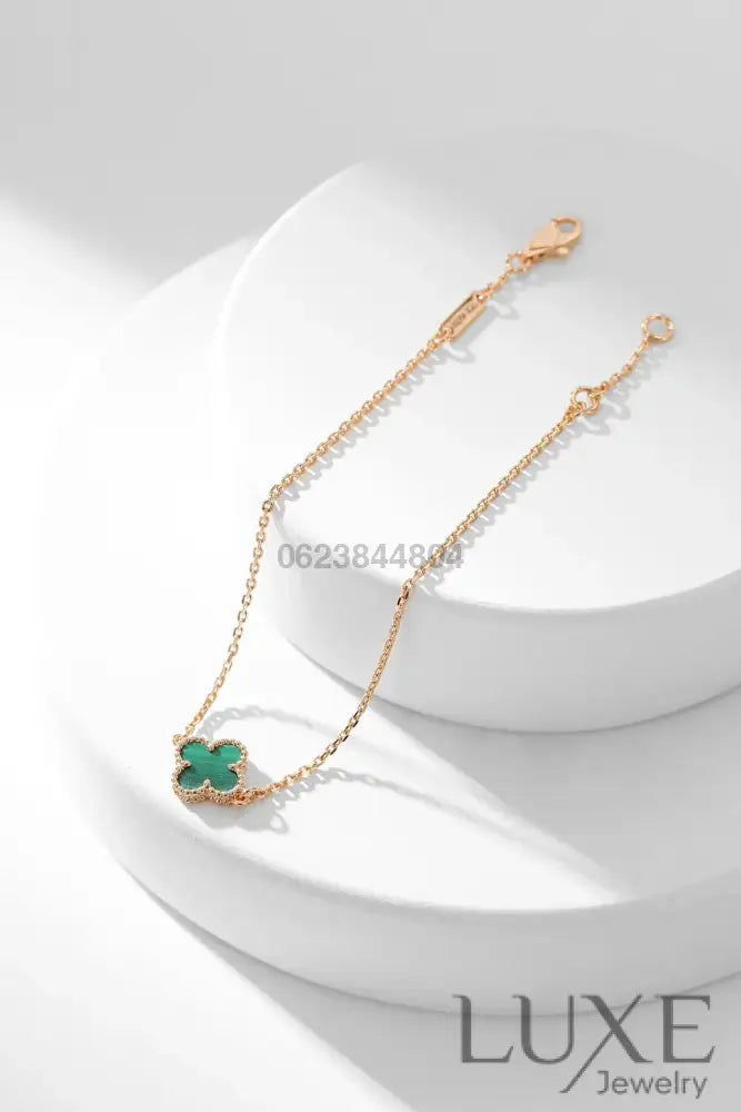 [Owatch™ Gourmet]CLOVER BRACELET MALACHITE 1 MOTIF Bracelets