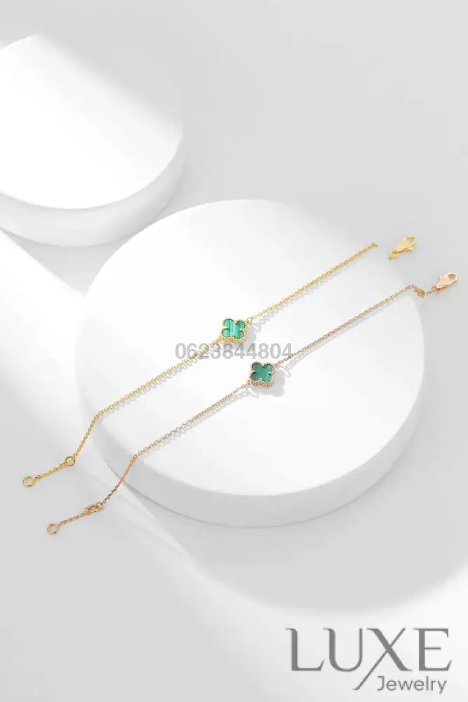 [Owatch™ Gourmet]CLOVER BRACELET MALACHITE 1 MOTIF Bracelets