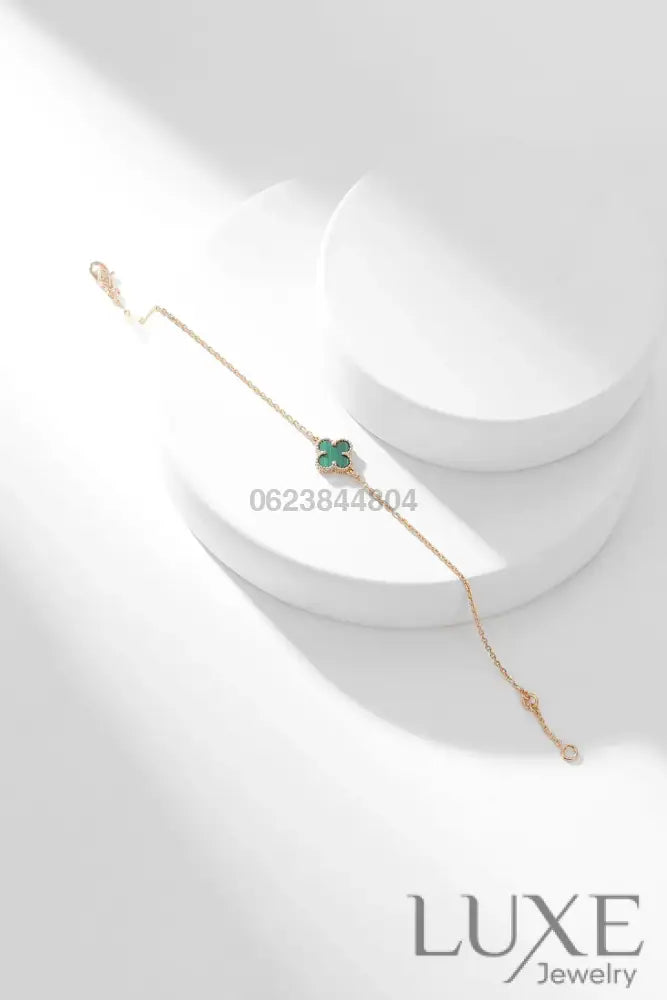[Owatch™ Gourmet]CLOVER BRACELET MALACHITE 1 MOTIF Bracelets